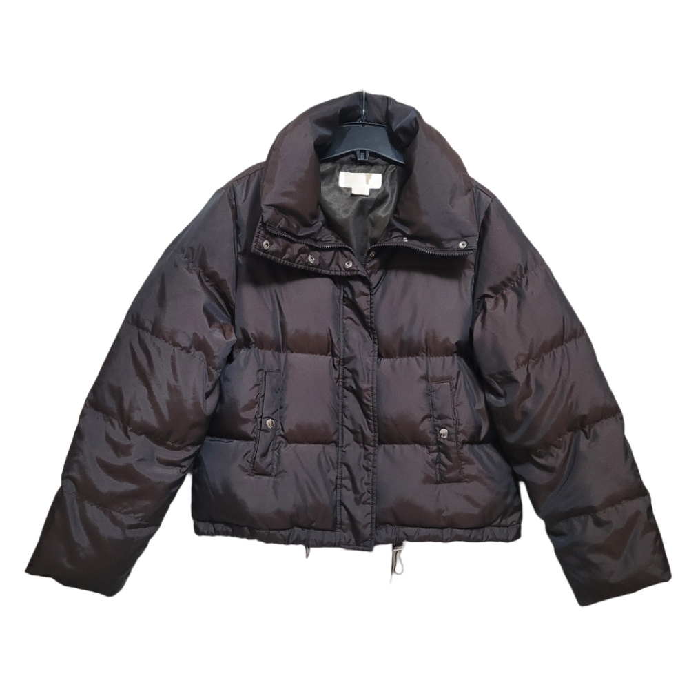 Michael Kors Brown Lightweight Half Down Puffer Jacket Size Large